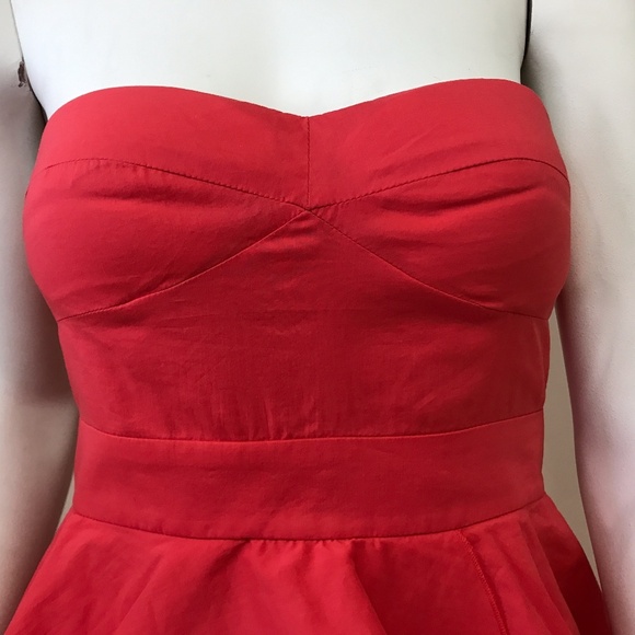STRAPLESS CORAL RUFFLE DRESS - Picture 2 of 7